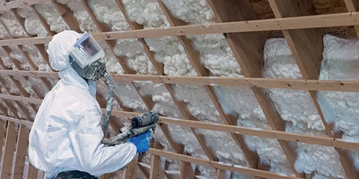 Spray foam application around building penetrations