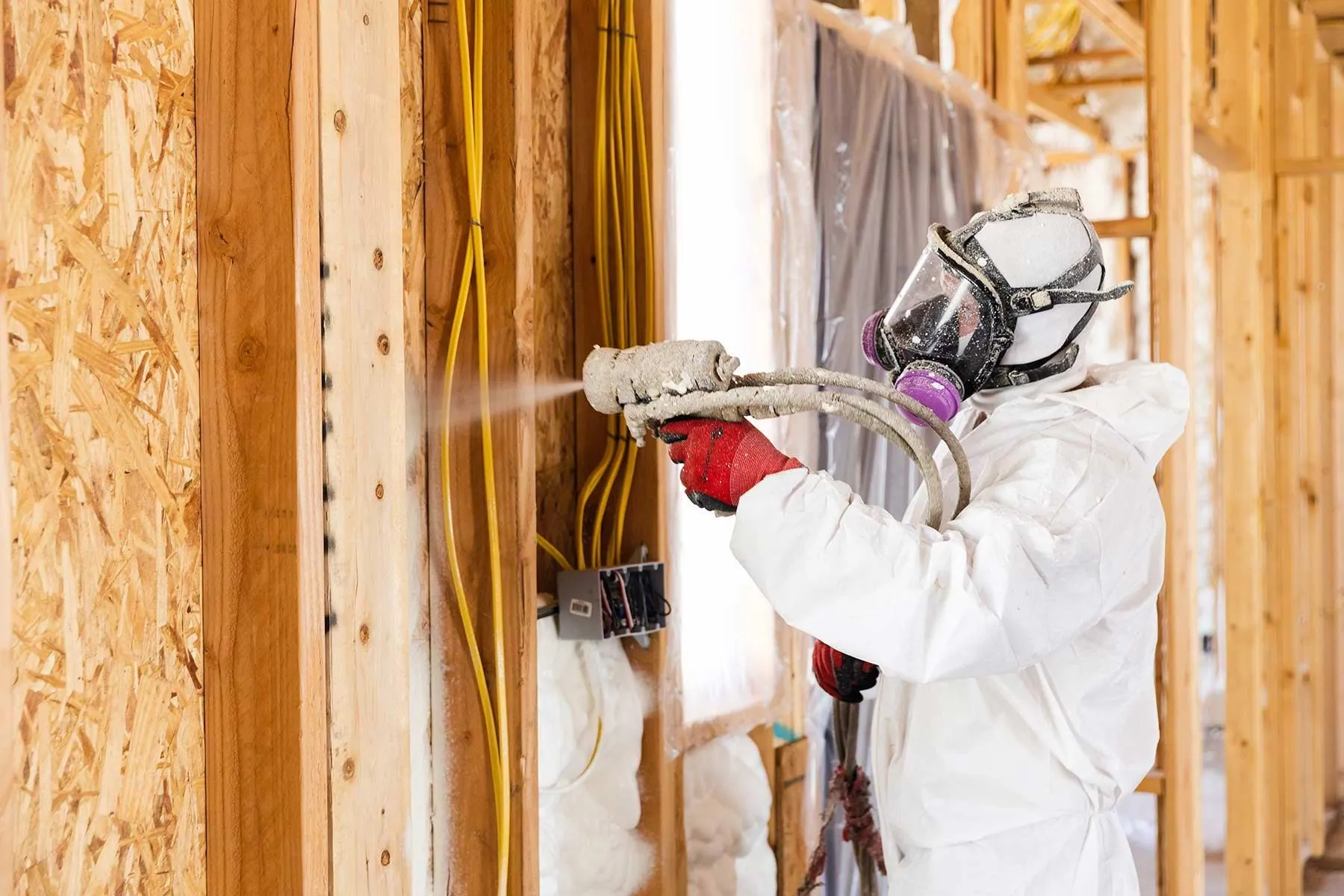 Spray foam and roofing work detail