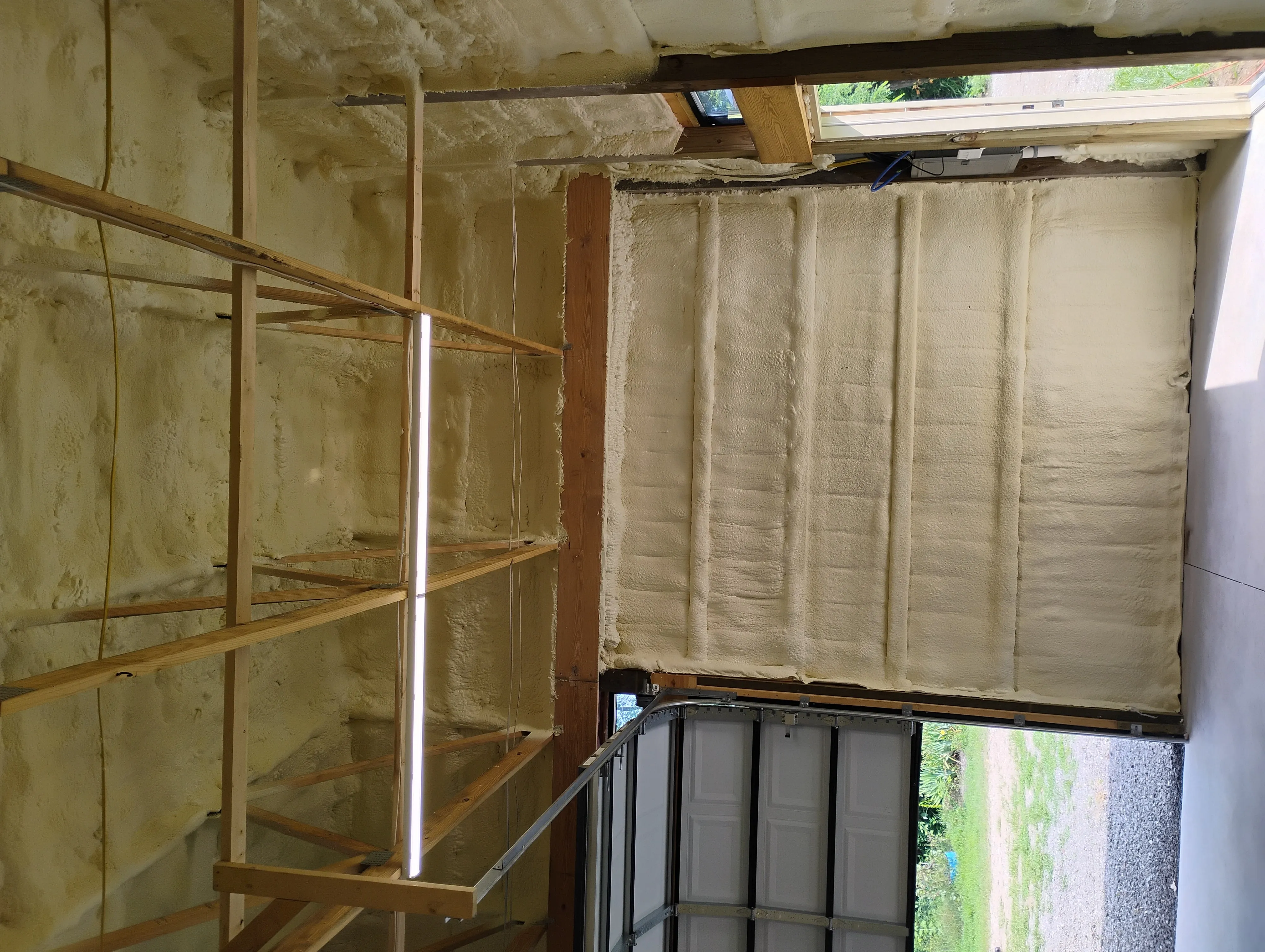 Spray foam detail around building framing